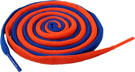 orange and blue shoe laces.